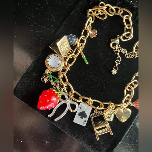 Kate Spade X Target Gold Colored Charm Necklace with Multicolor Accents USED - Picture 9 of 16